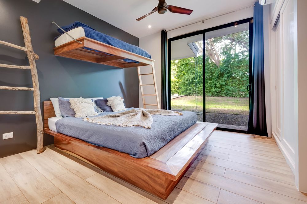 King bed with loft bunk